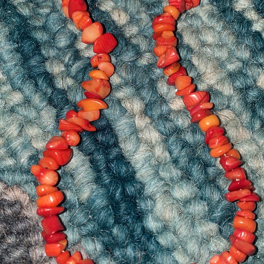 Polished red pebble string necklace or bracelet